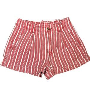 American Eagle Outfitters Red and White Striped High Waist Shorts